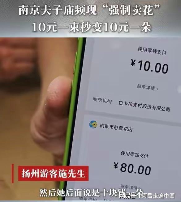 江苏南京夫子庙小摊贩强制卖鲜花给游客：10元一束变成10元一朵(图4)